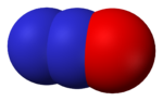 Space-filling model of nitrous oxide