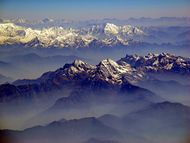 The Annapurna range of the Himalayas.
