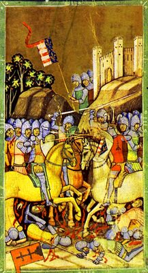 Chronicon Pictum, Hungarian, Hungary, King Charles Robert, Battle of Rozgony, Kassa, Košice, Matthew Csák, Amadeus Aba, medieval, chronicle, book, illumination, illustration, history