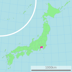 خريطة اليابان، مبين فيها كاناگاوا
