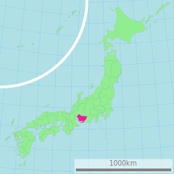 خريطة اليابان، مبين فيها آيتشي Aichi