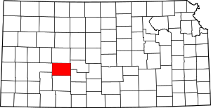 Map of Kansas highlighting Hodgeman County