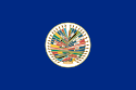 شعار منظمة الدول الأمريكية على خلفية زرقاء