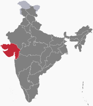 The map of India showing گجرات