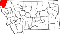 Map of Montana highlighting لينكون