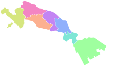 خريطة الأحياء في كاواساكي.