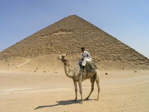 Dahshur - Red Pyramid - Tourist policemen on camel.JPG