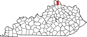 Map of Kentucky highlighting Kenton County