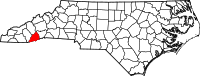 Map of North Carolina highlighting ترانسيلفانيا