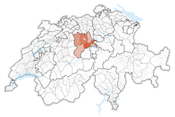 Map of Switzerland, location of كانتون لوسرن highlighted