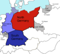 خطة مورگنتاو:   دولة شمال ألمانيا   دولة جنوب ألمانيا   منطقة دولية   أراضي فُقِدت من ألمانيا (سارلاند ذهبت لفرنسا، سيلزيا العليا إلى پولندا، پروسيا الشرقية تقوسمت بين پولندا والاتحاد السوڤيتي)