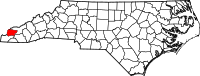 Map of North Carolina highlighting غراهام