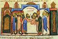 The surrender of the Mandylion of Edessa to the Byzantines (Fol. 131r)