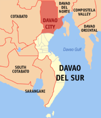 خريطة داڤاو دل سور تبين احداثيات موقع مدينة دافاو: 7° 30' N, 126° E