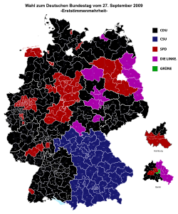 Bundestag Wahlkreise 2009 Erststimmenmehrheit.svg