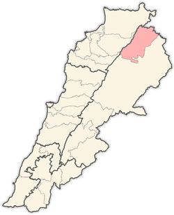 موقع قضاء الهرمل في لبنان.