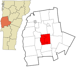 Location in Addison County and the state of Vermont
