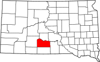 Map of South Dakota highlighting ميليتي