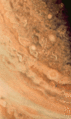 The polar region of Jupiter by Pioneer 11 showing the knotted nature of the cloud cover
