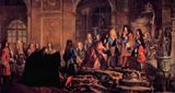 Reception of the Doge of Genoa, 15 May 1685 by Claude-Guy Hallé. In this painting we see some of Louis XIV's silver furniture, including his silver throne