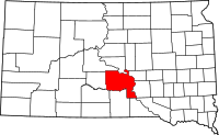 Map of South Dakota highlighting ليمان
