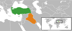 Map indicating locations of تركيا and العراق