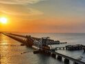 A Magnificient Evening Sunset With Pamban Railway Bridge and Boat Mail Express Passes Through this Pamban Railway Bridge !-.jpg