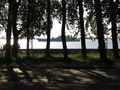 A view on a Russian Navy boat from the embankment of the Northern Dvina river