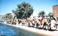 People on horseback in N'Djamena.