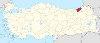 موقع محافظة ريزه في تركيا