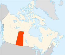 خريطة كندا وفيها ساسكاتشوان Saskatchewan موضحة
