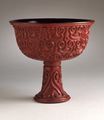 Carved lacquer stem cup with the "Sword-Pommel Pattern", mid-Ming dynasty