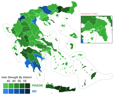 2009 Greek legislative election - Vote Strength.svg