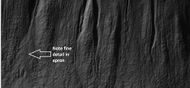 Close-up of apron on one of the gullies from previous image. Image was taken by HiRISE, under the HiWish program