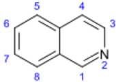 Isoquinoline numbered.svg
