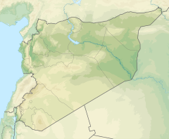 خريطة سوريا يظهر فيها مواقع كل من تل حالولة، تل ممباقة، تل بقرص، تل المريبط، تل أحمر، تل حلف، تل العشارة
