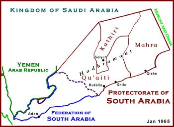 خريطة محمية الجنوب العربي في 1965.