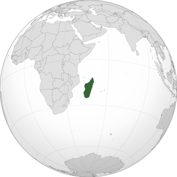 موقع  مدغشقر  (الأخضر الداكن)