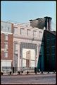 Richard Haas' trompe l'oeil mural "Arcade" with the actual bridge in background in 1981.