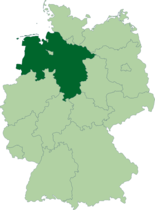 Map of Germany, location of ساكسونيا السفلى highlighted