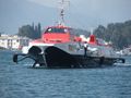 Hellenic Seaways hydrofoil No.29 on its hull at Poros in the Saronic Gulf, September 2005.