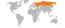 Map indicating locations of إسرائيل and روسيا