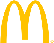 Two yellow arches joined together to form a rounded letter M.