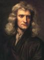 إسحاق نيوتن مكتشف الجاذبية الكونية وقوانين الحركة.
