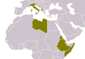 الامبراطورية الايطالية عام 1940، لاحظ التوسع تجاه Dalmatia