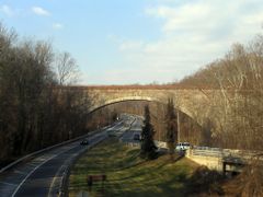 Union Arch Bridge carrying the Washington Aqueduct and MacArthur Boulevard (formerly named Conduit Road), Cabin John, Montgomery County, Maryland, U.S.A. (2008)