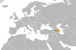 Map indicating locations of Armenia and Azerbaijan