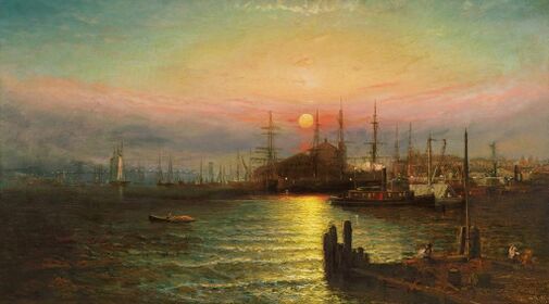 Elisha Taylor Baker, East River Scene, Brooklyn, NY, 1886. Oil on canvas.