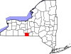 State map highlighting Chemung County