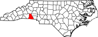 Map of North Carolina highlighting كليفلاند